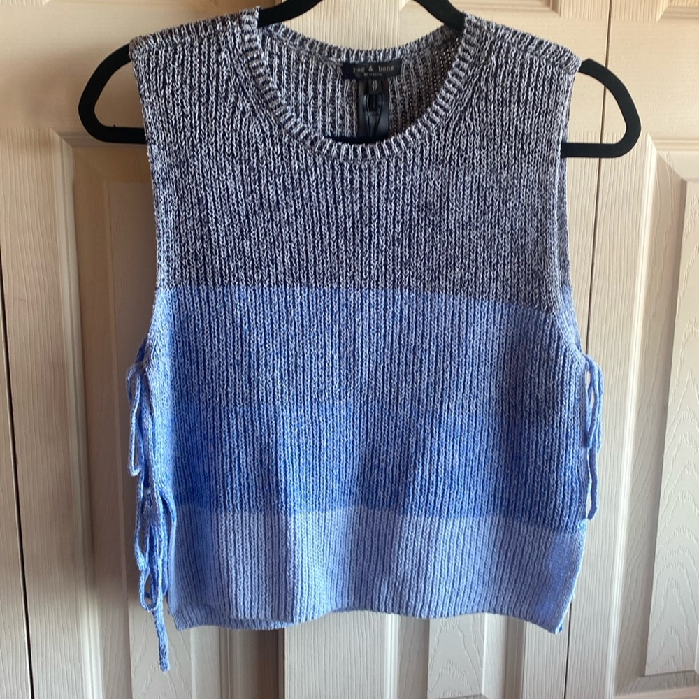 Rag & Bone NWT Kati Stripe Side Tie Sleeveless Cotton Blend Knit Sweater - Picture 4 of 13
